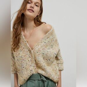 Maeve by Anthropologie Twinkle Tinsel Party Cropped Cardigan Sweater